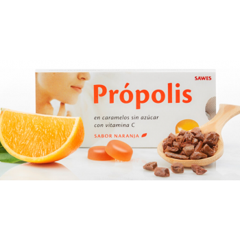 Sawes Caramelos Propolis Naranja sin azúcar Blister 22gr