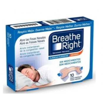 Tiras Nasales Breathe Right Clásicas-Grandes 10 tiras